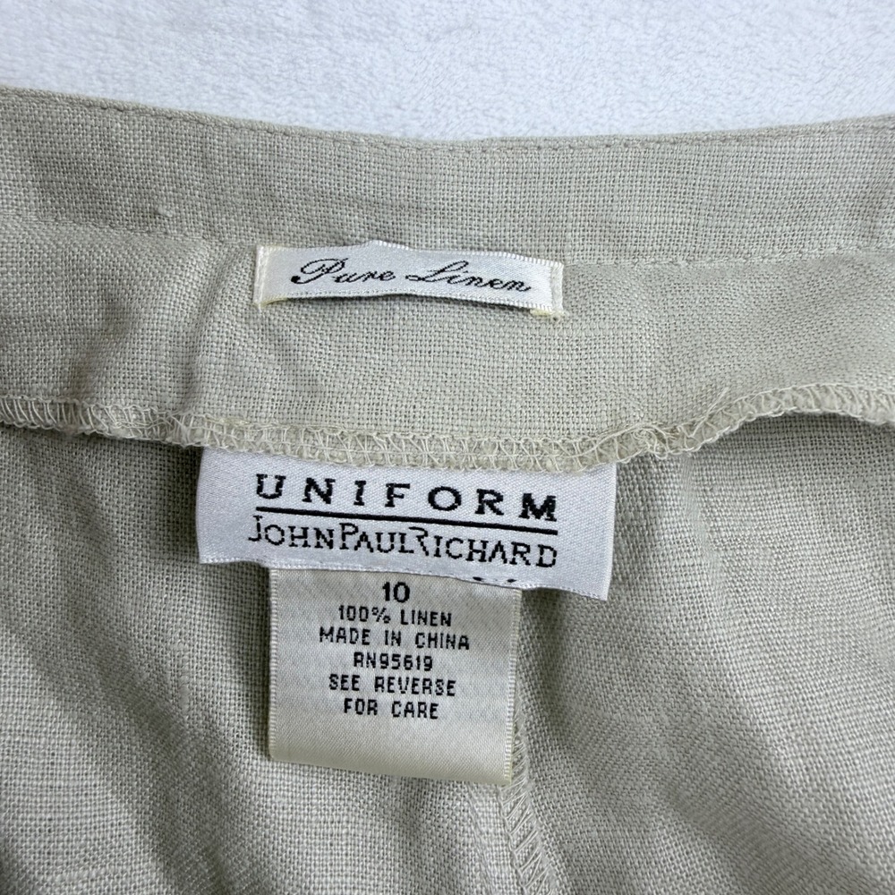 Uniform John Paul Richard Pants Linen Drawstring Wide Leg Tan Size 10 - Picture 2 of 7